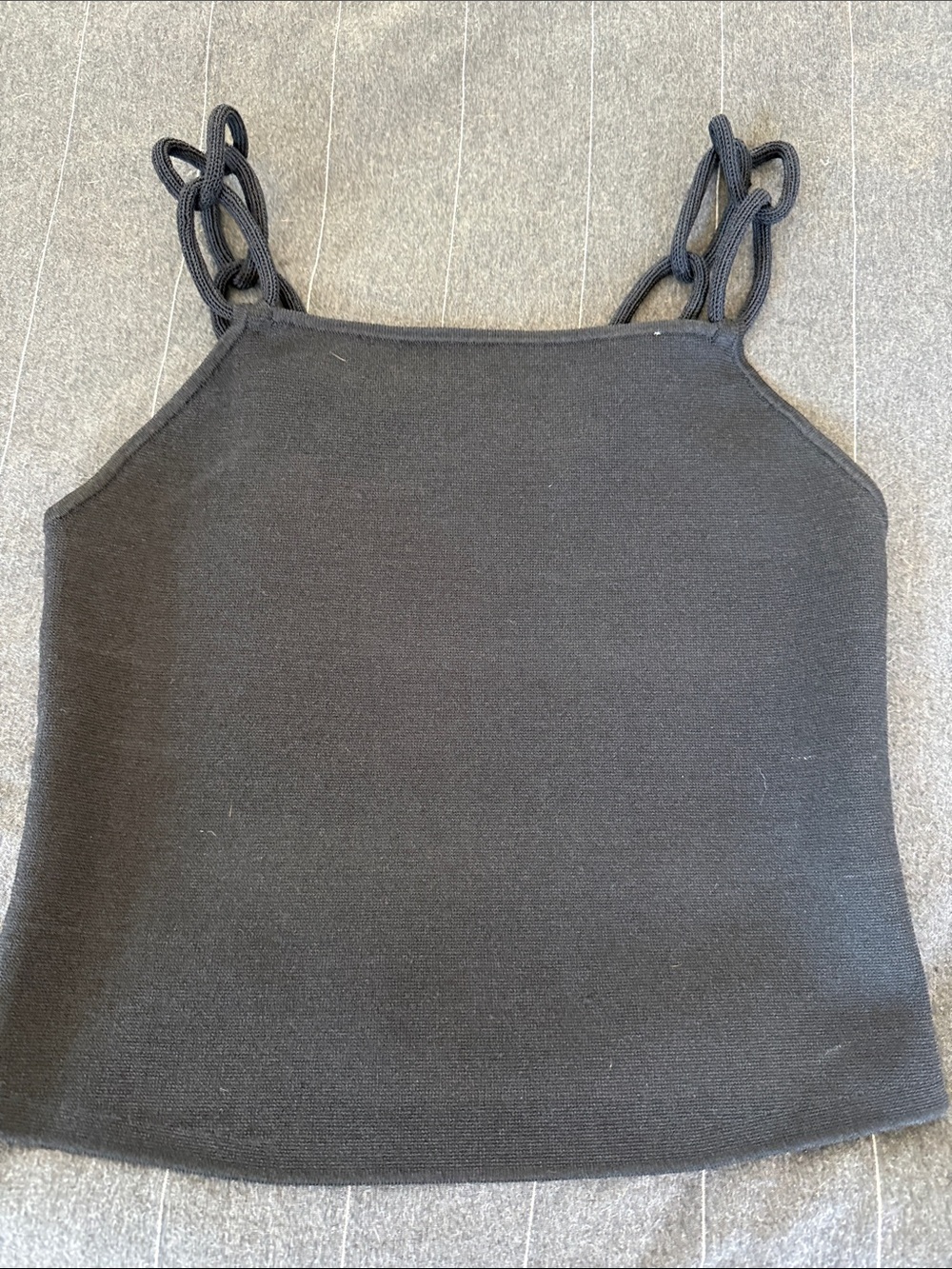 House of Harlow 1960 Black Knit Camisole with Twisted Rope Straps